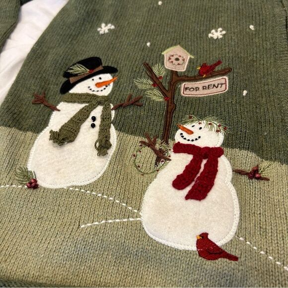 Croft & Barrow Women's Winter Snowman Fleece Zip up Sweater Size Large - Picture 3 of 13